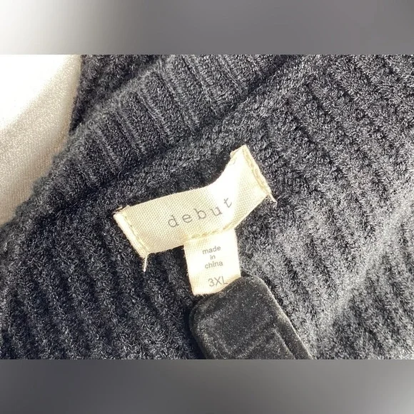 3XL debut Black Long Sleeve Heavyweight Warm Comfy Ribbed Sweater - Picture 4 of 5